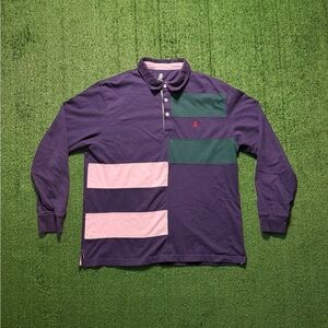 Izod Men's Blue and Green Long Sleeve Shirt